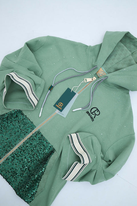 Crisanta Hoodie Set “Sparkle Green”