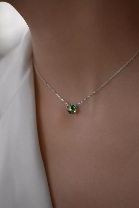 Necklace Lucky With Green Stones