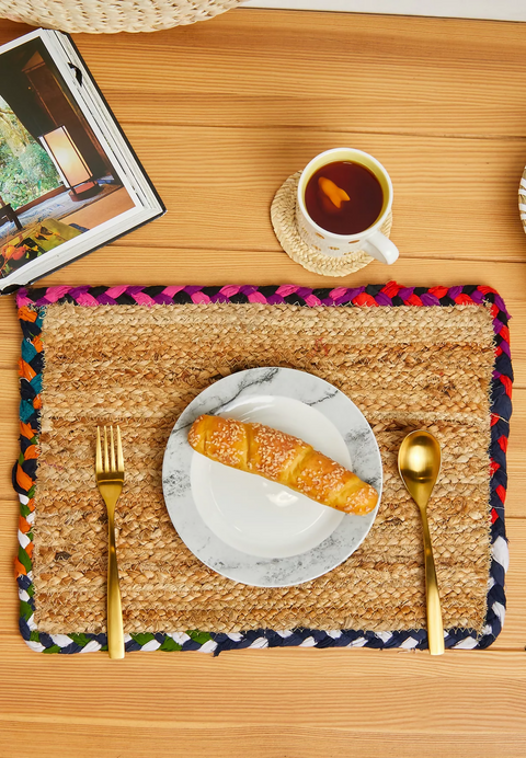 Multicolor Rectangle Jute Table Mat