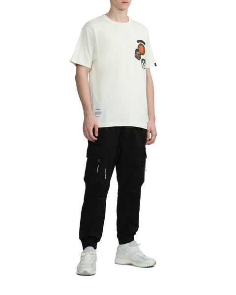 Patched Ivory T-shirt in Cotton Jersey