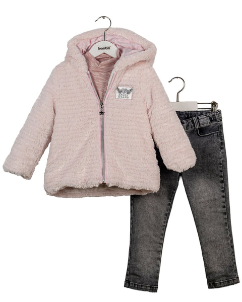 BOMBILI Girls 3-piece set (sweat,jacket,pants) - Pink