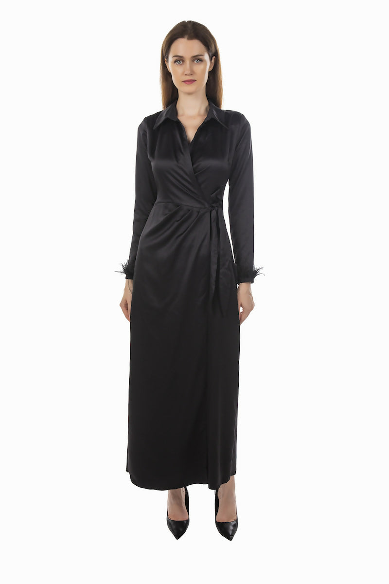 MY PEANUT Ennur Faux Fur Satin Dress
