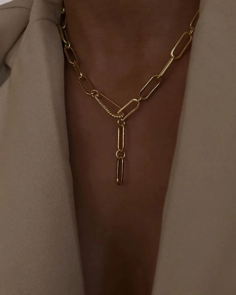 The Francois Safety Pin Necklace- Gold