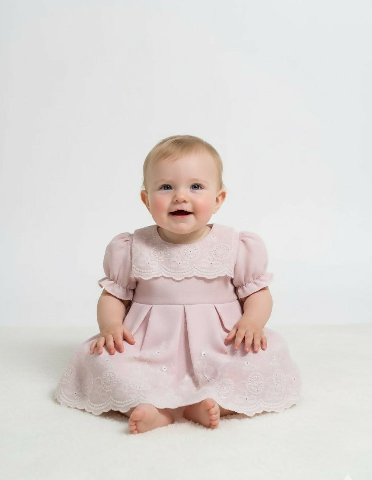 MAISON BEBE Vera Embroidery Elegant Dress-Pink