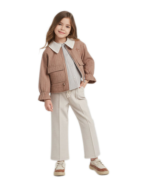 BOMBILI Girls 3-piece set (shirt,jacket,pants) - Camel