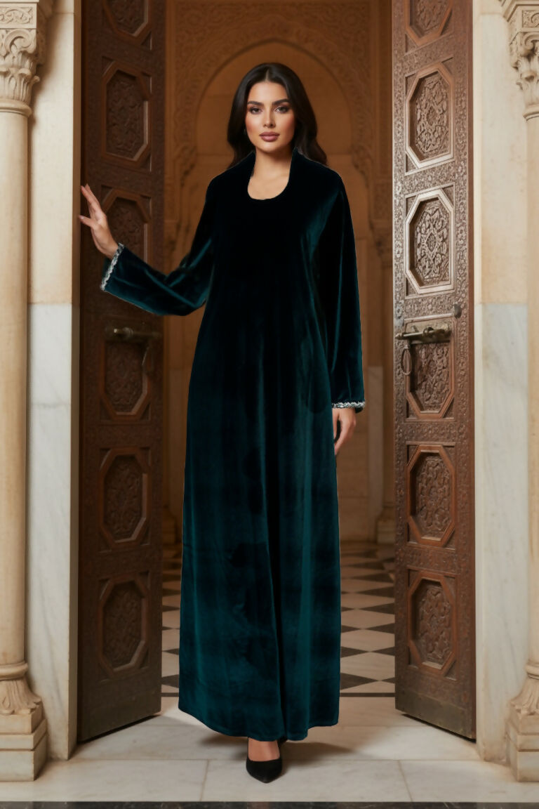 Jellabiya -Sprightly velvet with elegant and modern Green -wide and luxurious - long Loose Style