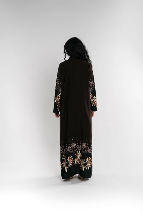 Brown Floral Abaya