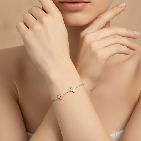 Classic White Zircon Clover Box Chain Bracelets