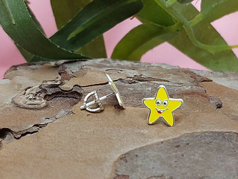 Yellow Star Screw-back Earrings