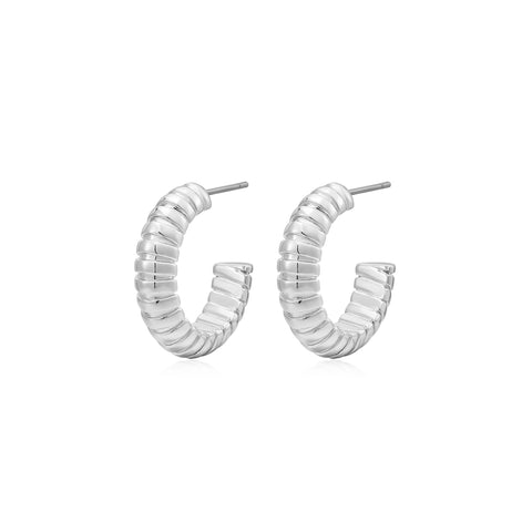 Snake Chain Hoops- Silver