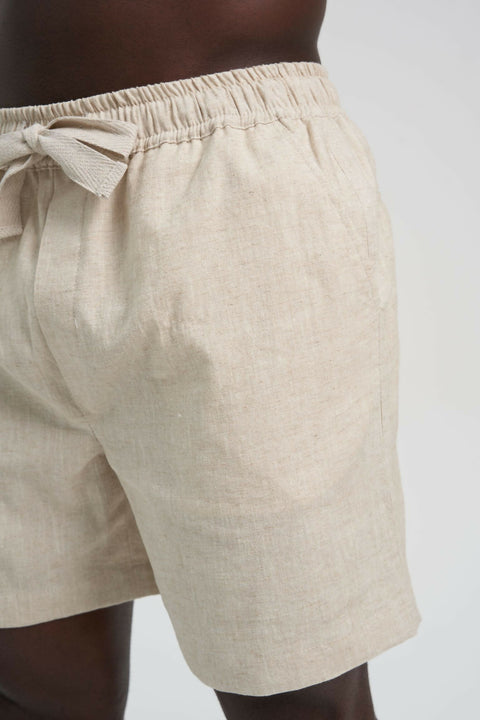 Shorts Wide Leg Slub Linen Beige