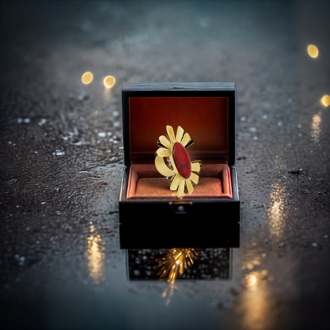 Solar Gold Ring (Maroon)