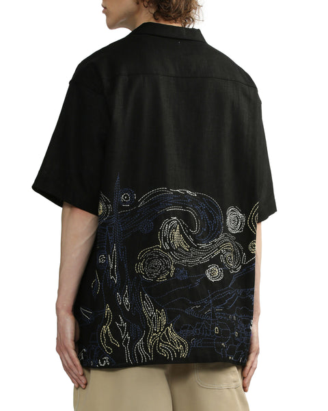 Logo Embroidered Van Gogh Shirt in Black