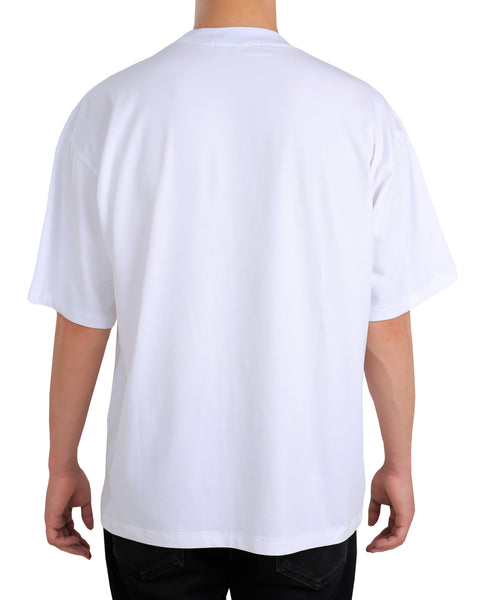 Oversized White T-Shirt with Blue Adras