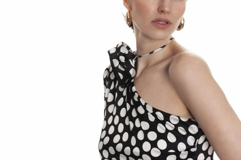 Blossom Dot Half-Shoulder Top
