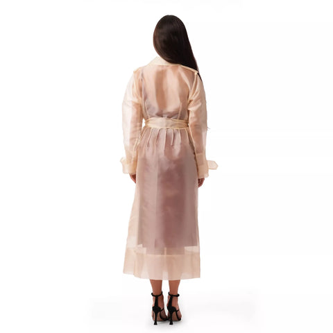Sheer Organza Trench Coat in Butter Yellow