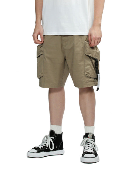 Buckled Cargo Shorts in Beige