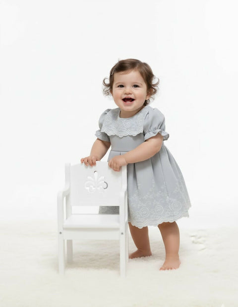 MAISON BEBE Vera Embroidery Elegant Dress-Grey