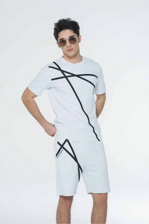 GEOMETRIC RUBBER LINE TSHIRT WITH SHORTS SET