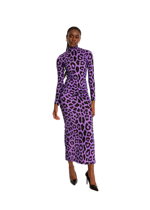 Leopard Maxi Dress in Purple