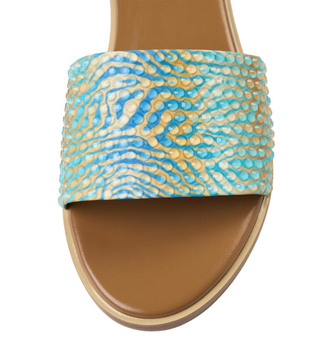 Zharova Turquoise Zebra Flat Sandals