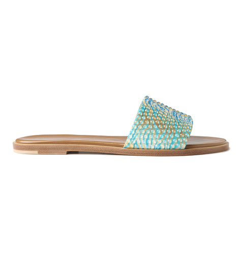 Zharova Turquoise Zebra Flat Sandals