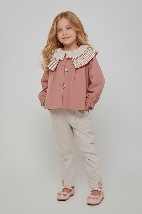 BOMBILI Girls 3-piece set (shirt,jacket,pants) - Salmon