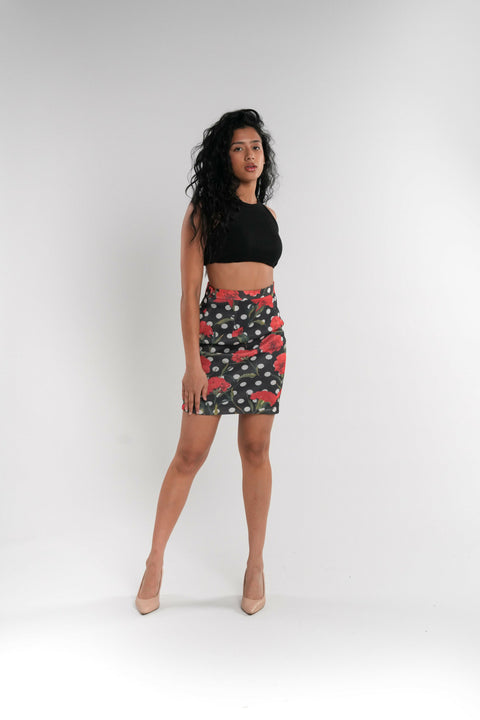 Stretch Mesh Floral Mini Skirt