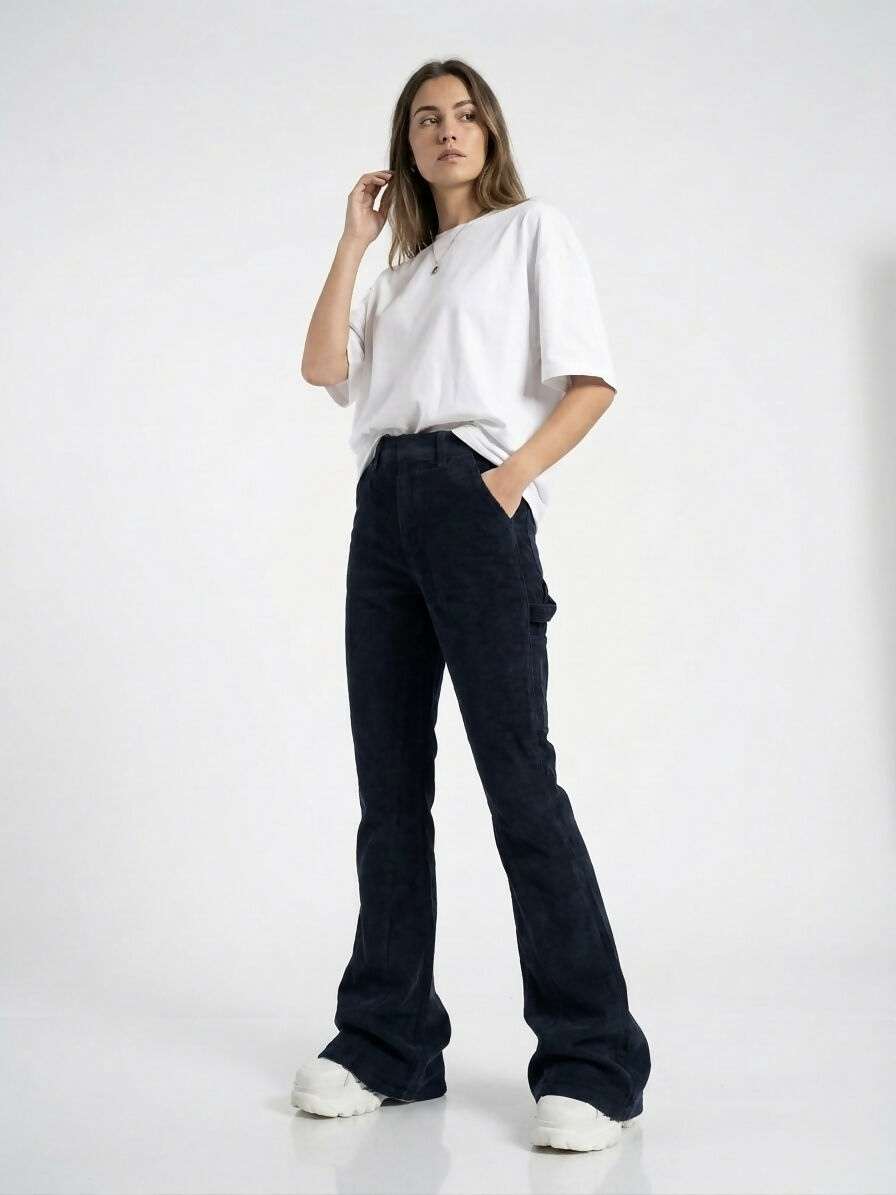 Navy Flared Panel Pants