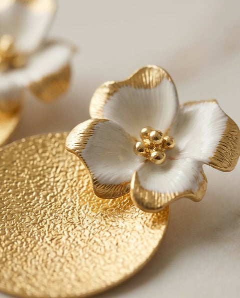 Radiant Bloom White Handmade Earrings