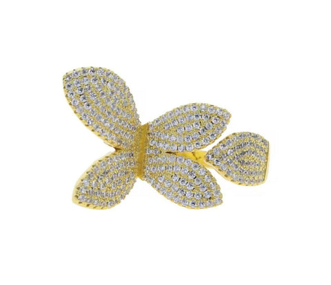 Radiant Silver Blossom Leaf & Flower Ring