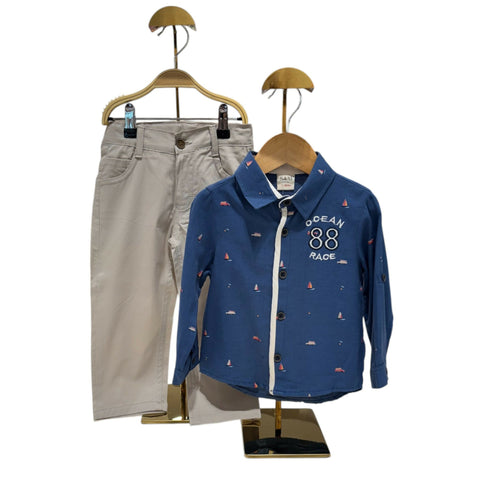 DORUK SHIRT WITH GABARDINE PANTS - NAVY