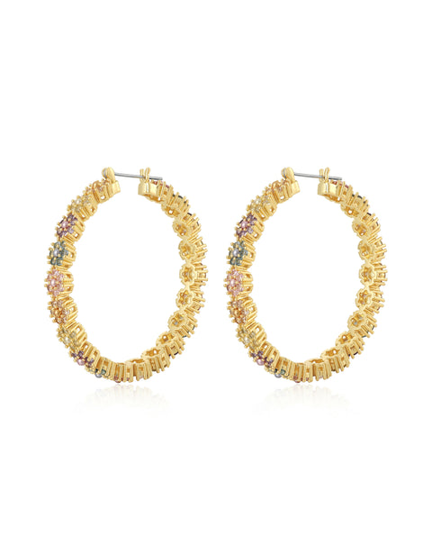 DAISY STUDS HOOPS- Gold