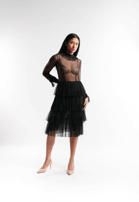 Black Layered Tulle Dress