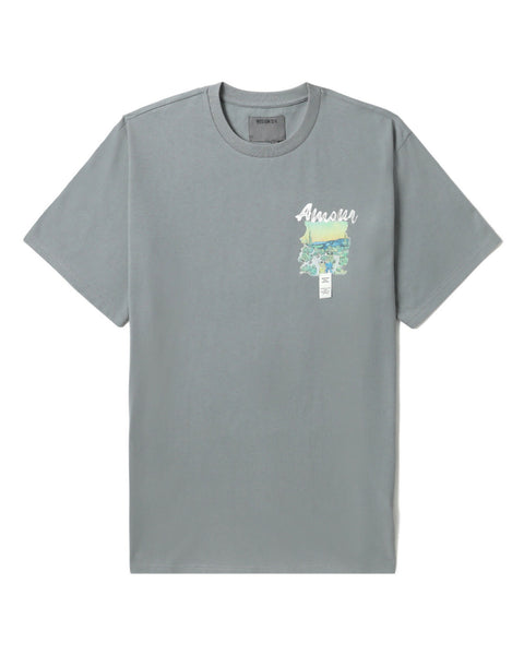 Amour Watercolor Print Short Sleeve T-shirt in Grey