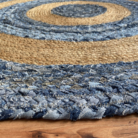 Jute Cotton Braided Blue Carpet