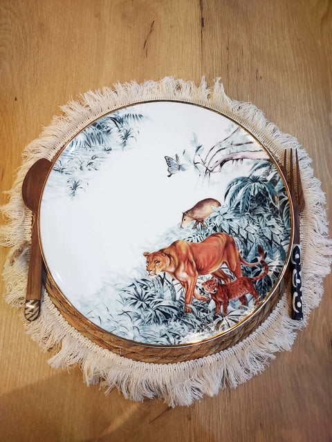 Hand-painted Jungle print Porcelain plates