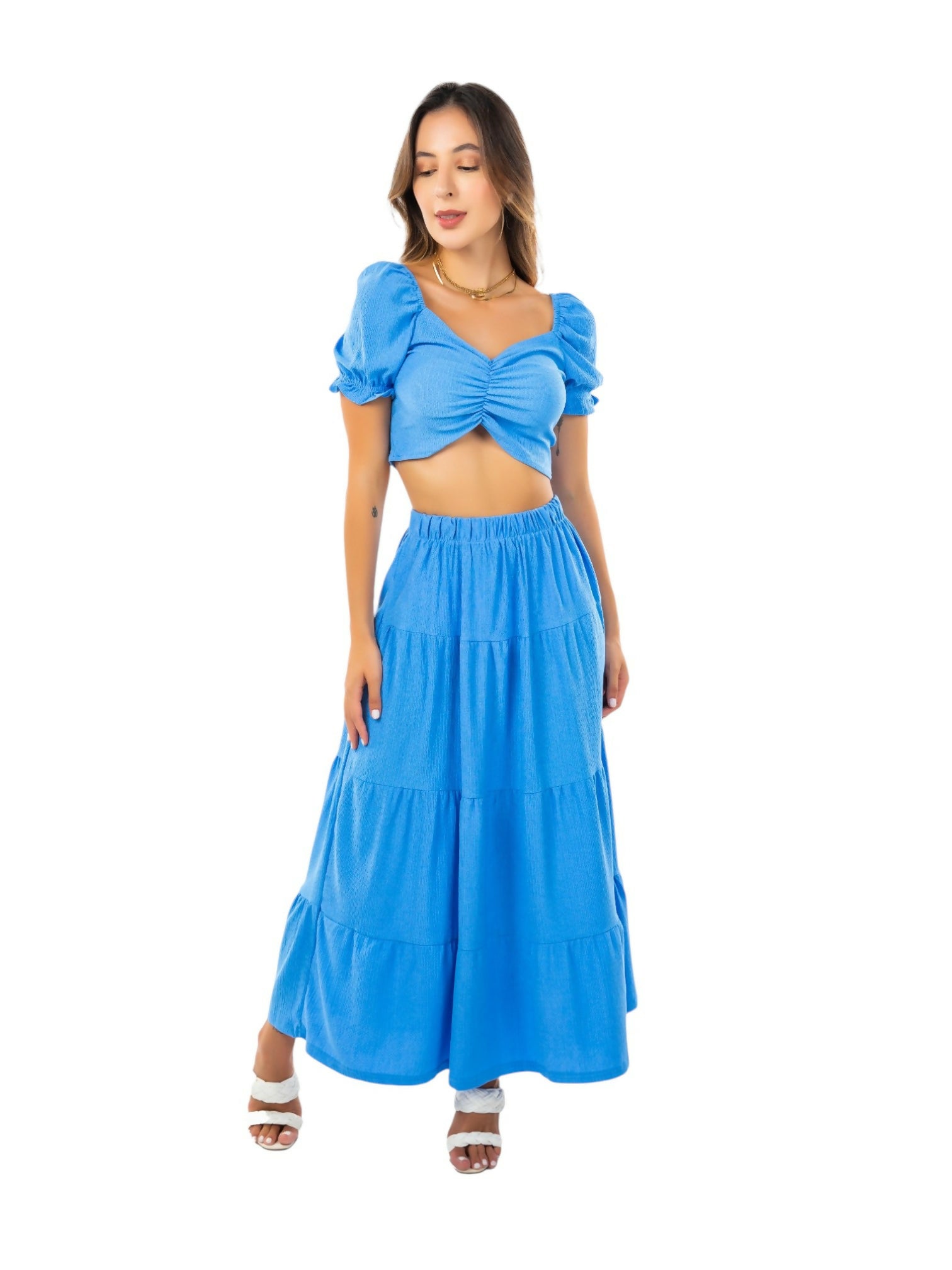 MY PEANUT Carmen Knit Set in Blue