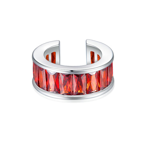 Cuff with scarlet stones in a baguette cut