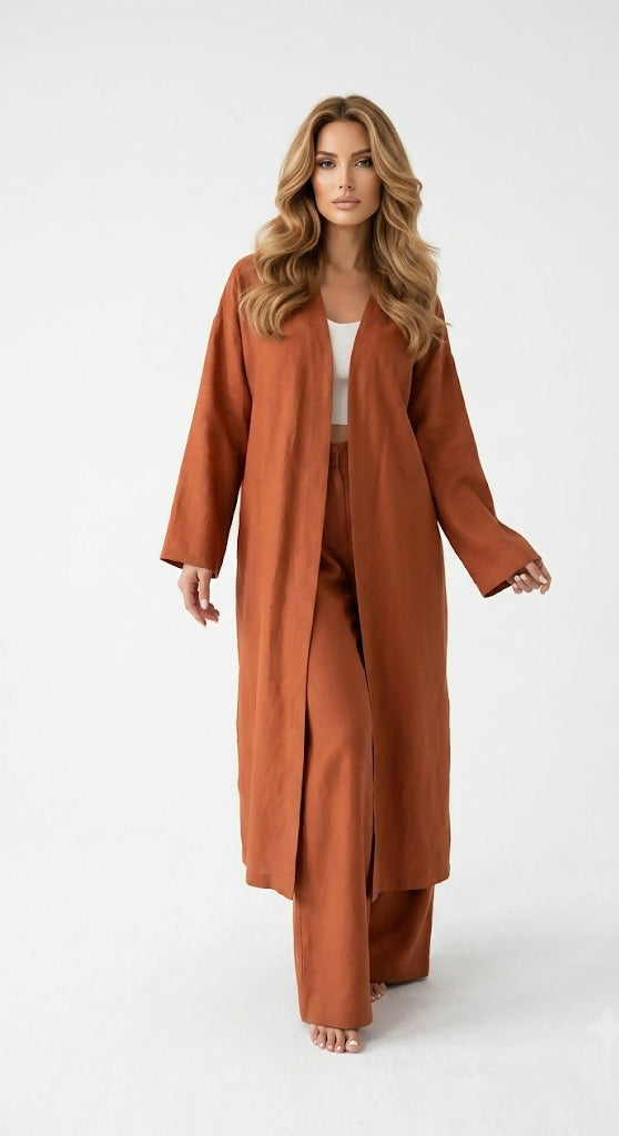 Viscose Suit With Trousers And Cape Terracotta