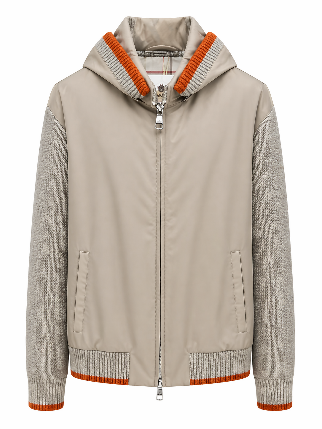 silk nylon combined with an ultimum cashmere lining Grey
