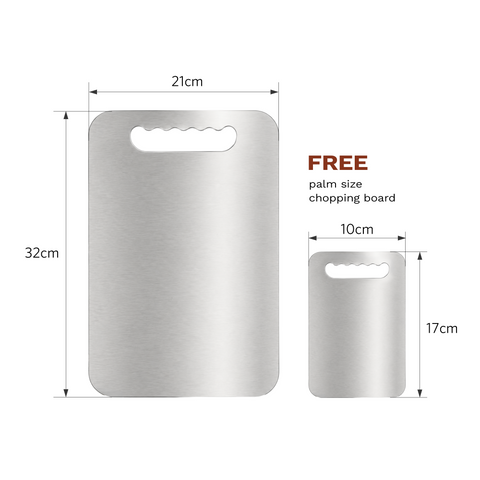 304 Stainless Steel Chopping Board for Kitchen, 21x32 cm, Easy to Clean, Meat, Vegetables & Dough Prep Board (Free Mini Chopping Board)