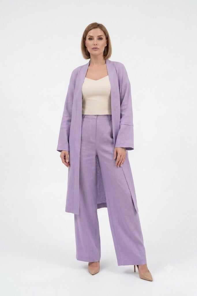 Viscose Suit With Trousers And Cape Lilac