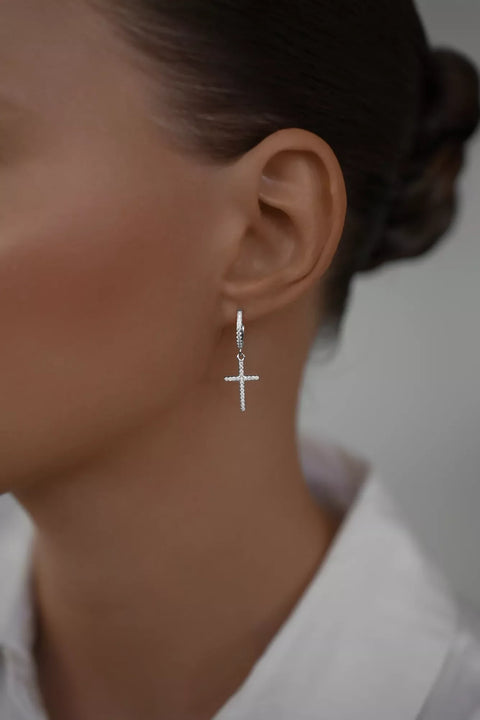 Earrings Crosses On Huggies Lock