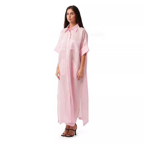 Pink Linen Trench Coat