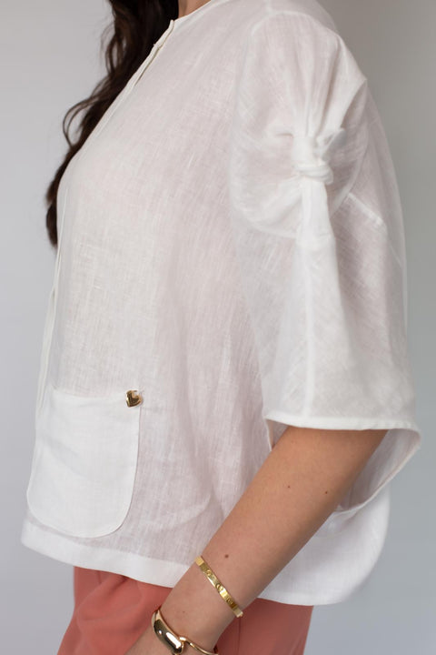 Gardenia Summer Linen White Shirt