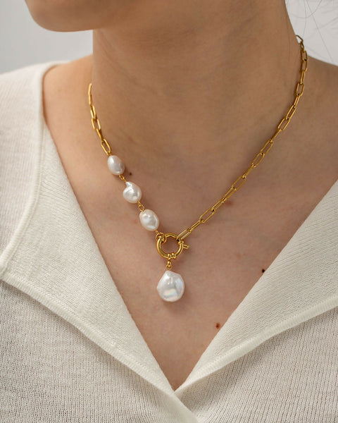 Opal Pearl Chain Necklace
