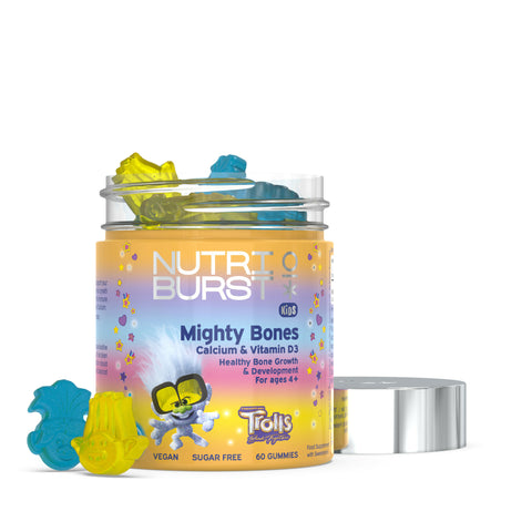 Nutri Burst Trolls Mighty Bones - Calcium & Vitamin D3 (60 Gummies) - Kids Food Supplement