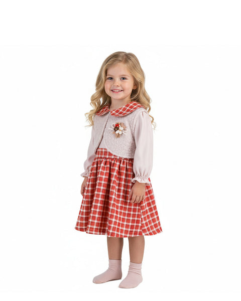 BOMBILI Girls 2-piece set (drees,jacket) - Red