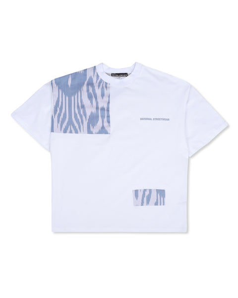 Oversized White T-Shirt with Blue Adras